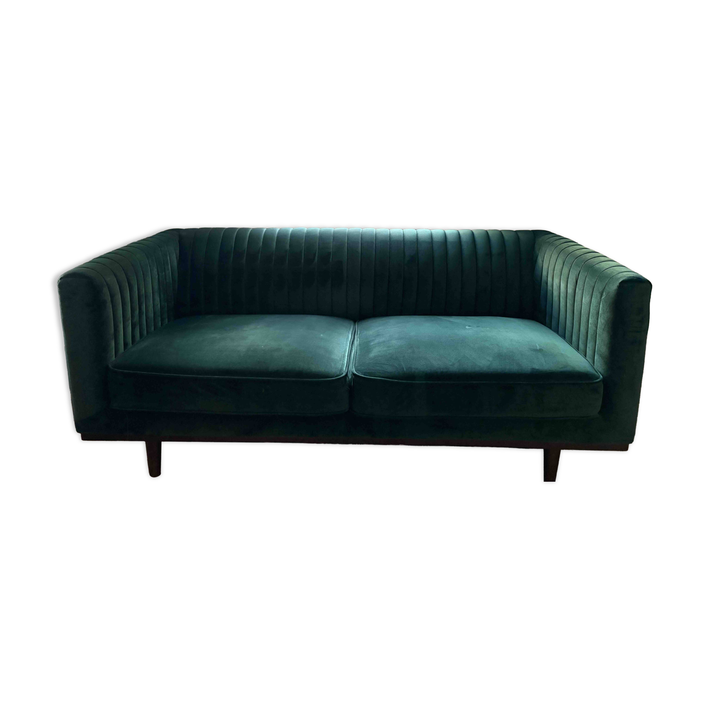 Green velvet sofa – 2/3 seats – Art Deco style