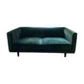 Canapé velours vert anglais – 2/3 places – style Art déco
