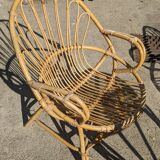 rattan garden set 2 armchairs and side table