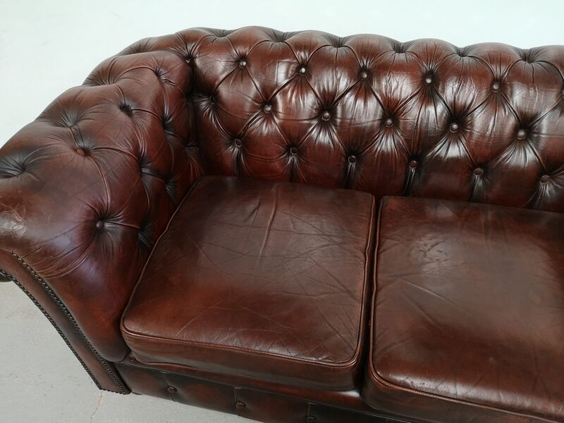 Vintage brown leather chesterfield sofa