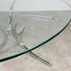 Table basse ronde chrome et verre années 70