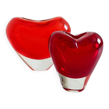 Post-Modern Murano Glass Heart Vases by Maria Christina Hamel, 1990s