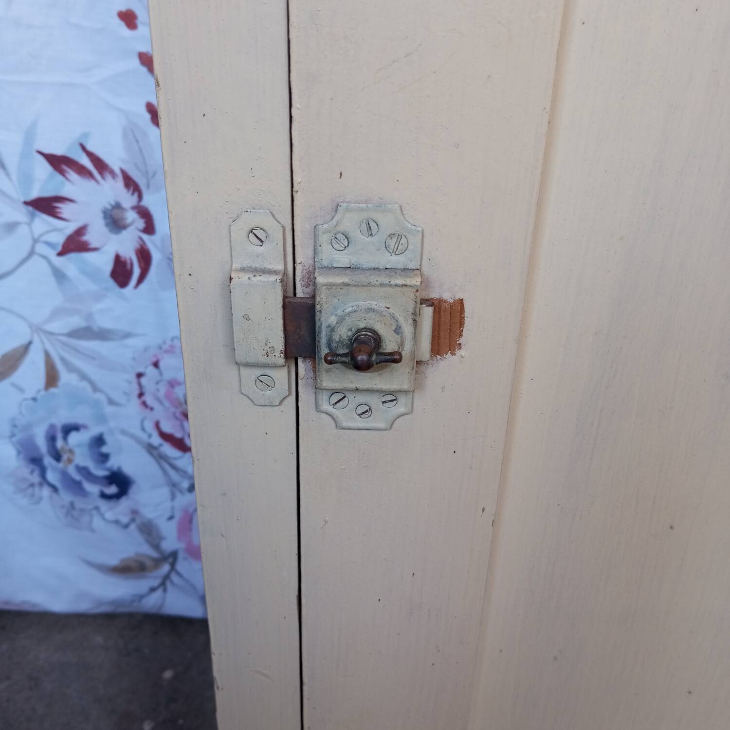 Antique workshop storage cabinet with one door