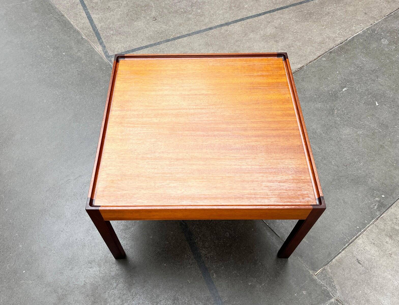 Mid-century teak and walnut side table, 1960s.