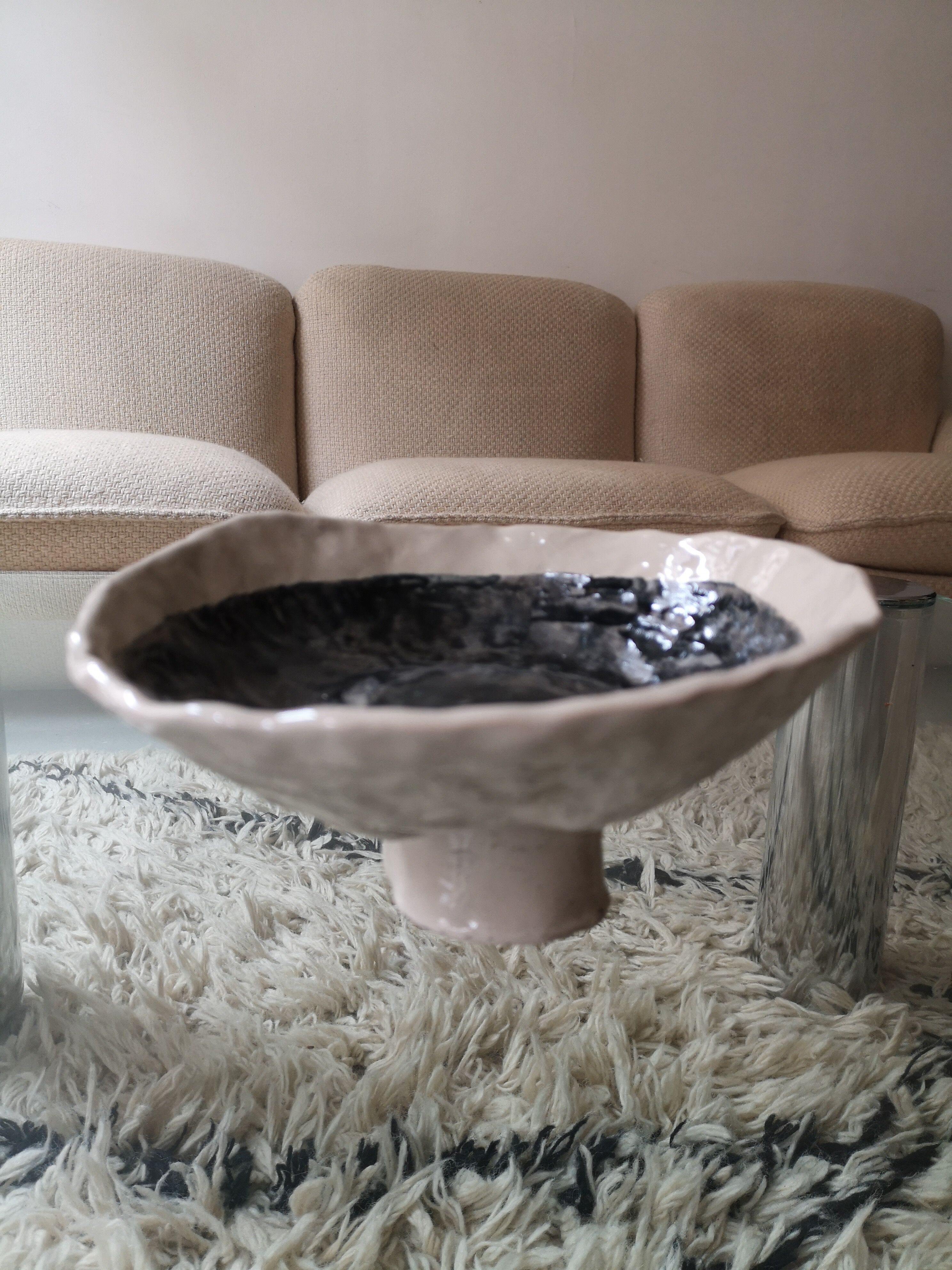 Trinket bowl in enamelled ceramic, handmade