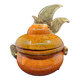 Gérard Crociani soup tureen in orange zoomorphic ceramic French gilded with fine gold Vallauris
