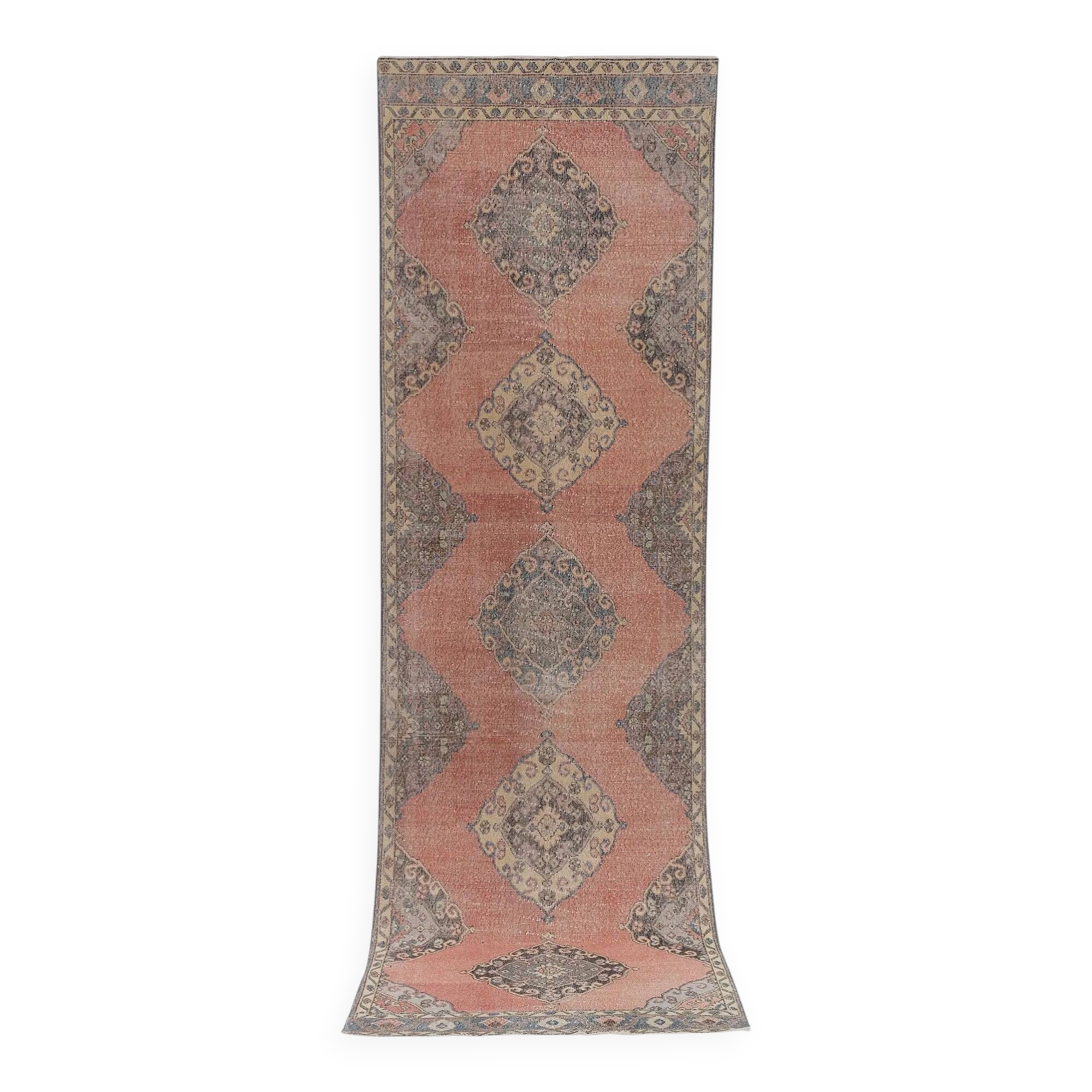 Vintage Turkish hallway rug 115x381 cm