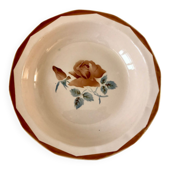 Hollow dish digoin sarreguemines pink with pink and blue flowers 40s