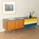 Exclusive mid-century style sideboard with stainless steel base, 1960s