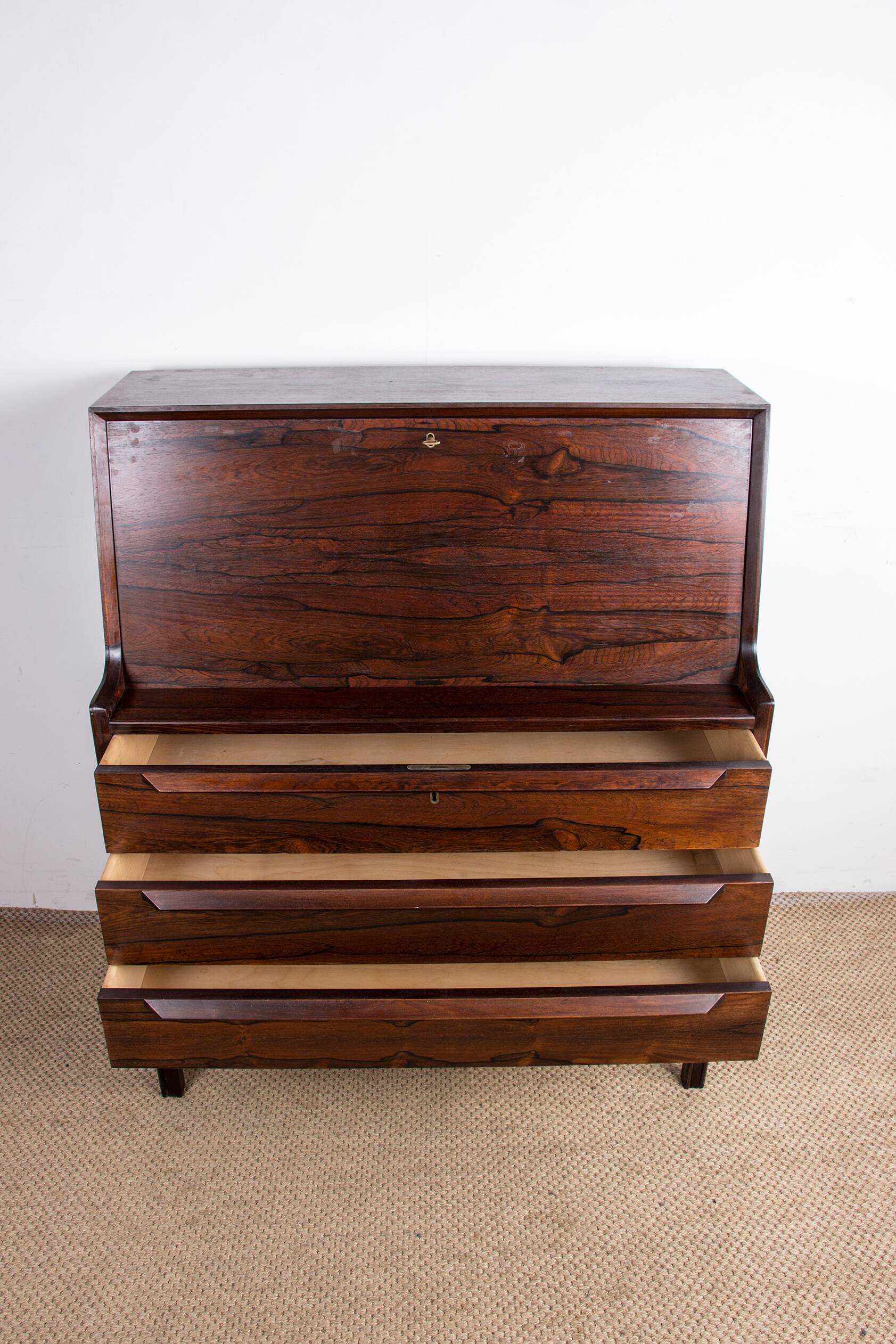 Secretary desk, Danish Rosewood by Arne Wahl Iversen for Branderup Mobelfabrik 1960.