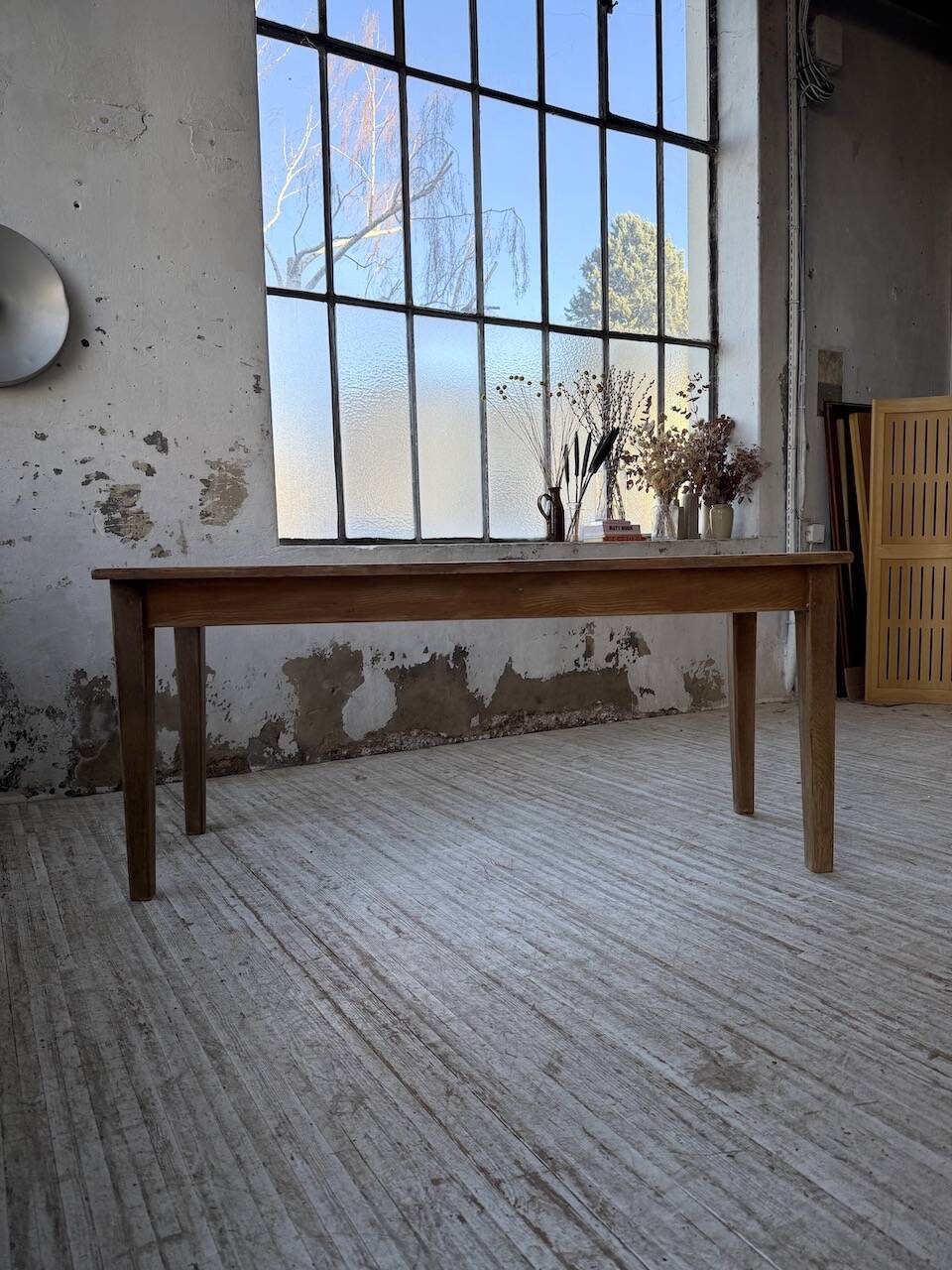 Table de ferme en pin et chêne