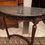 Half-moon console eighteenth century solid oak with carved decoration Louis XVI era