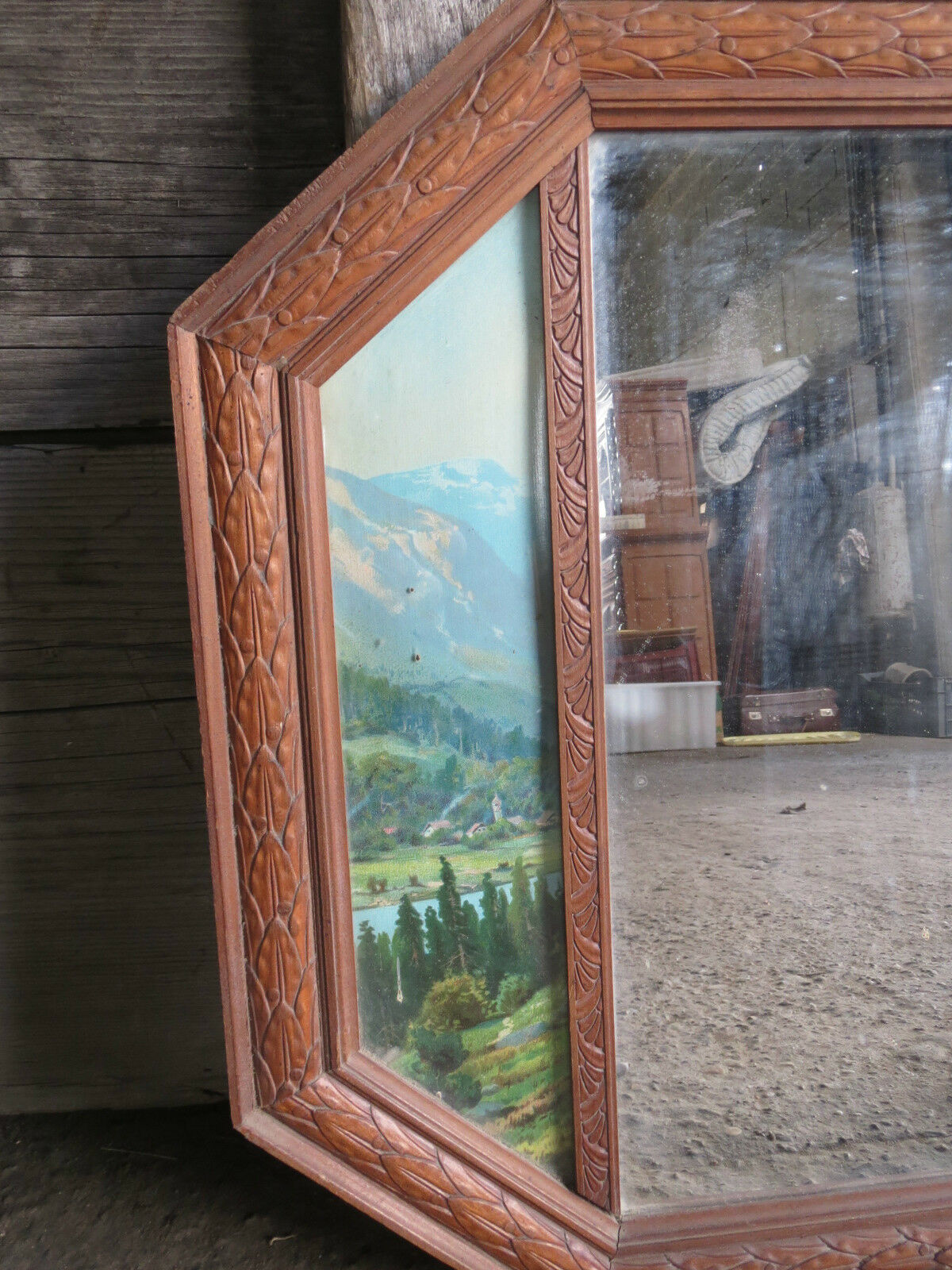 Mirror frame wood alpine alpine meadow forest 61x45cm