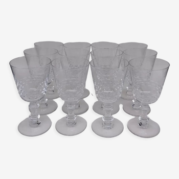 12 crystal wine glasses, first part of the 20th century.