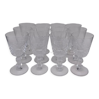 12 crystal wine glasses, first part of the 20th century.