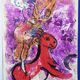 Marc chagall : l'ecuyère au cheval rouge - lithographie originale