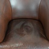 Cognac-coloured cow leather club armchair in English style