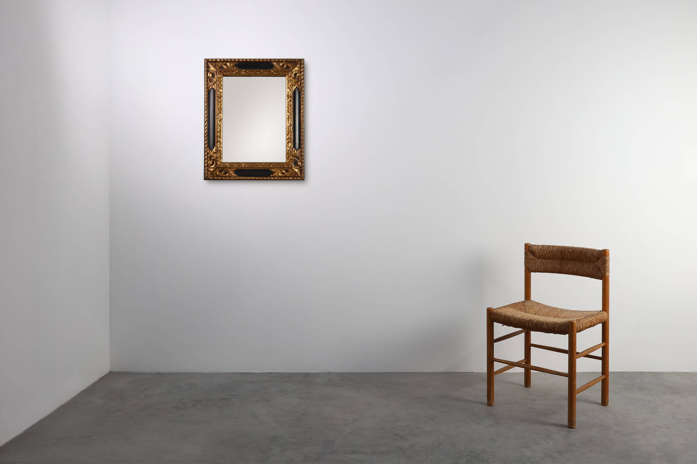 Carved Baroque Black and Giltwood Mirror, France 1850s