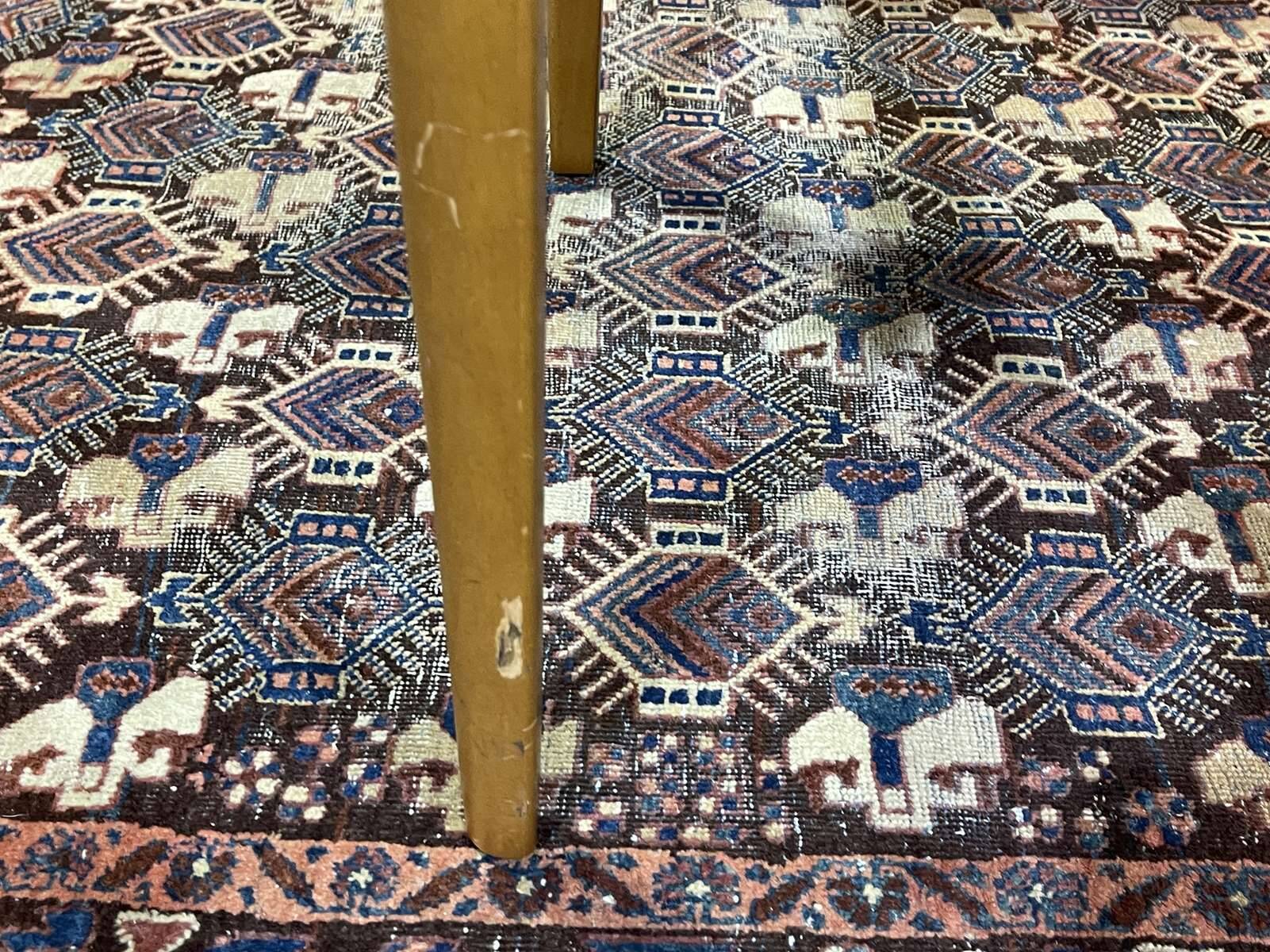 Set of 4 English chairs from the 70s in blond oak.