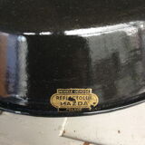 Hanging reflectolux mazda in black enamelled sheet metal.