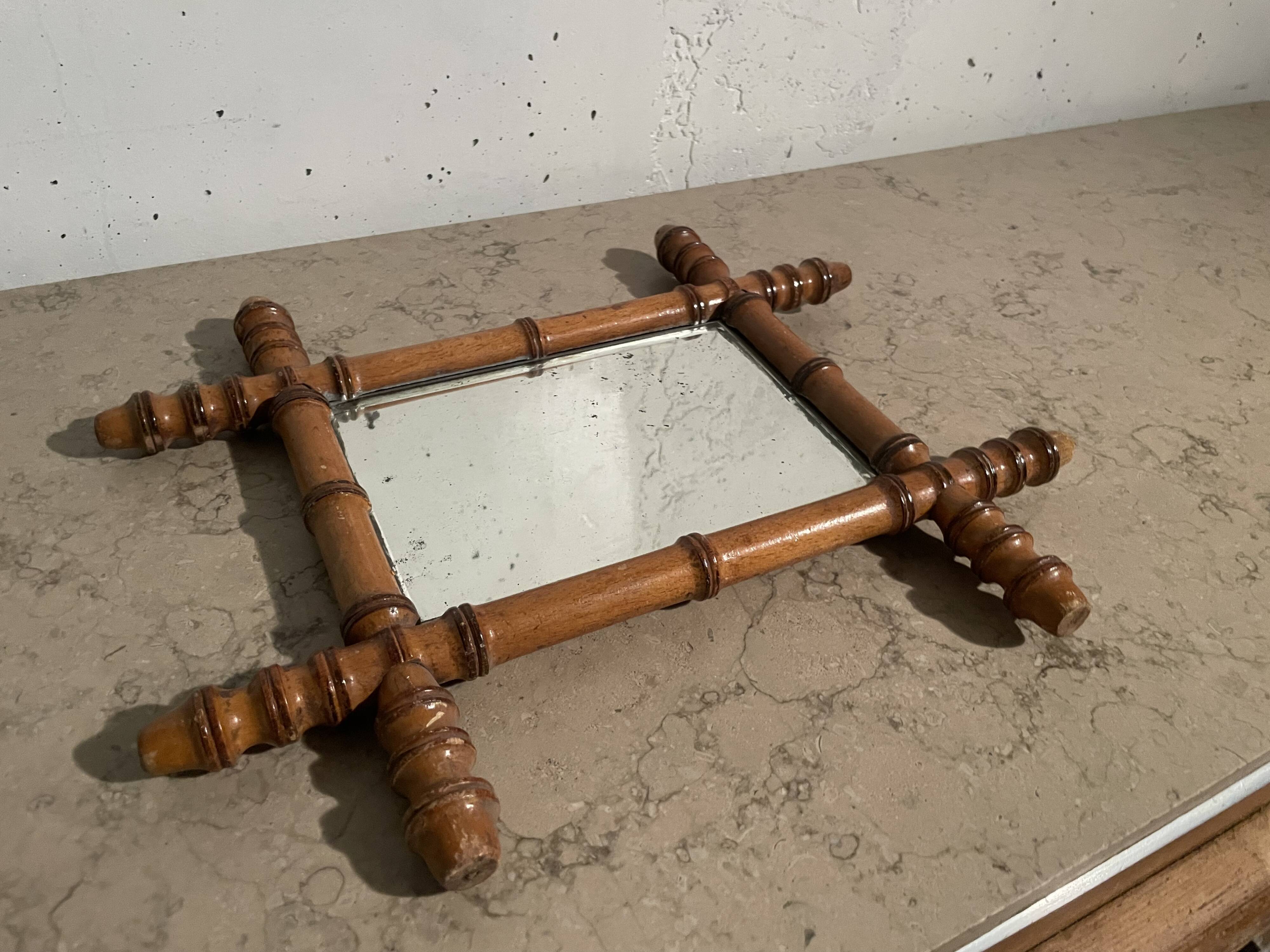 Miroir faux bambou années 40