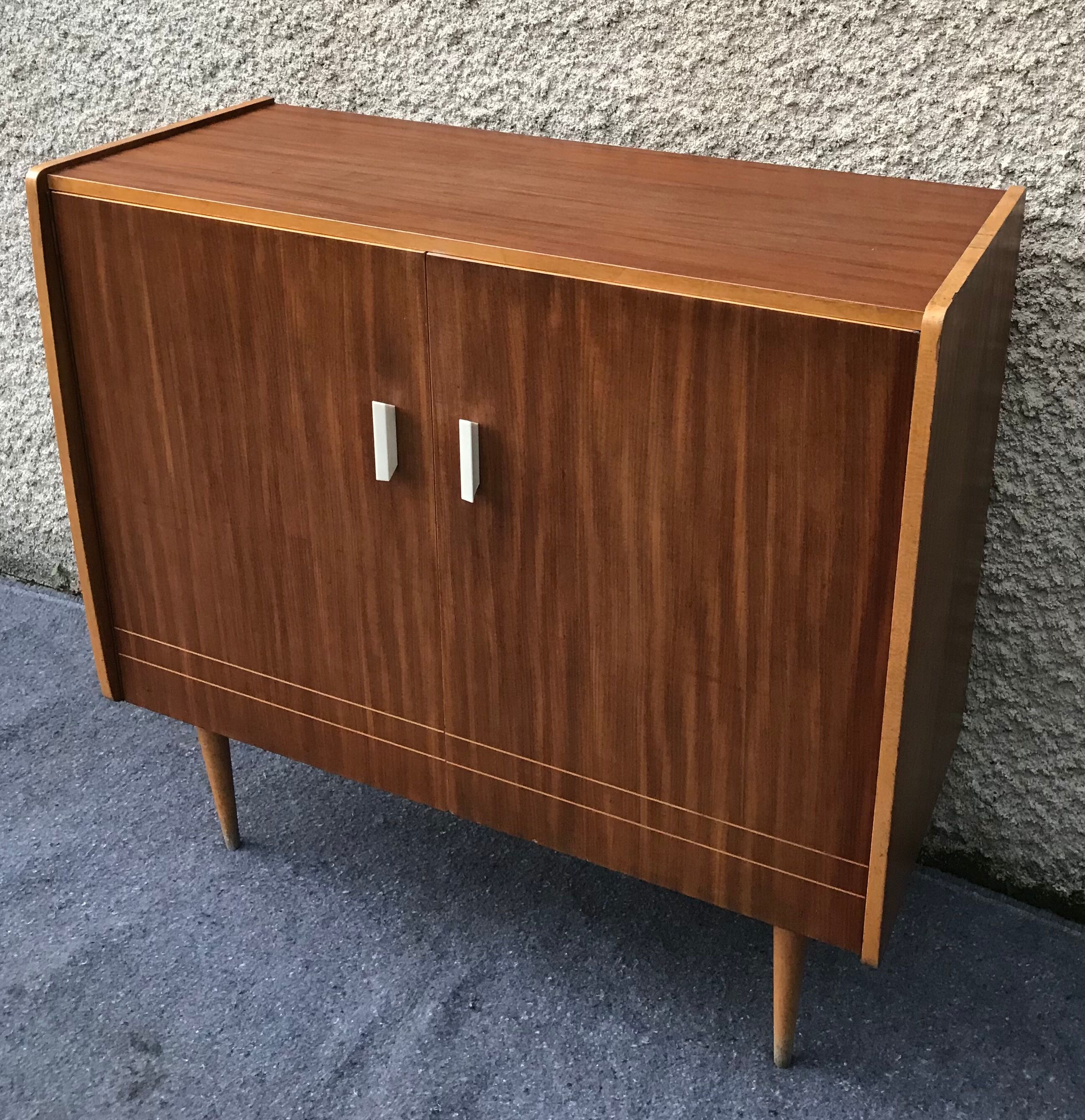 Sideboard stand vintage storage cabinet blond walnut veneer 1960-1980's