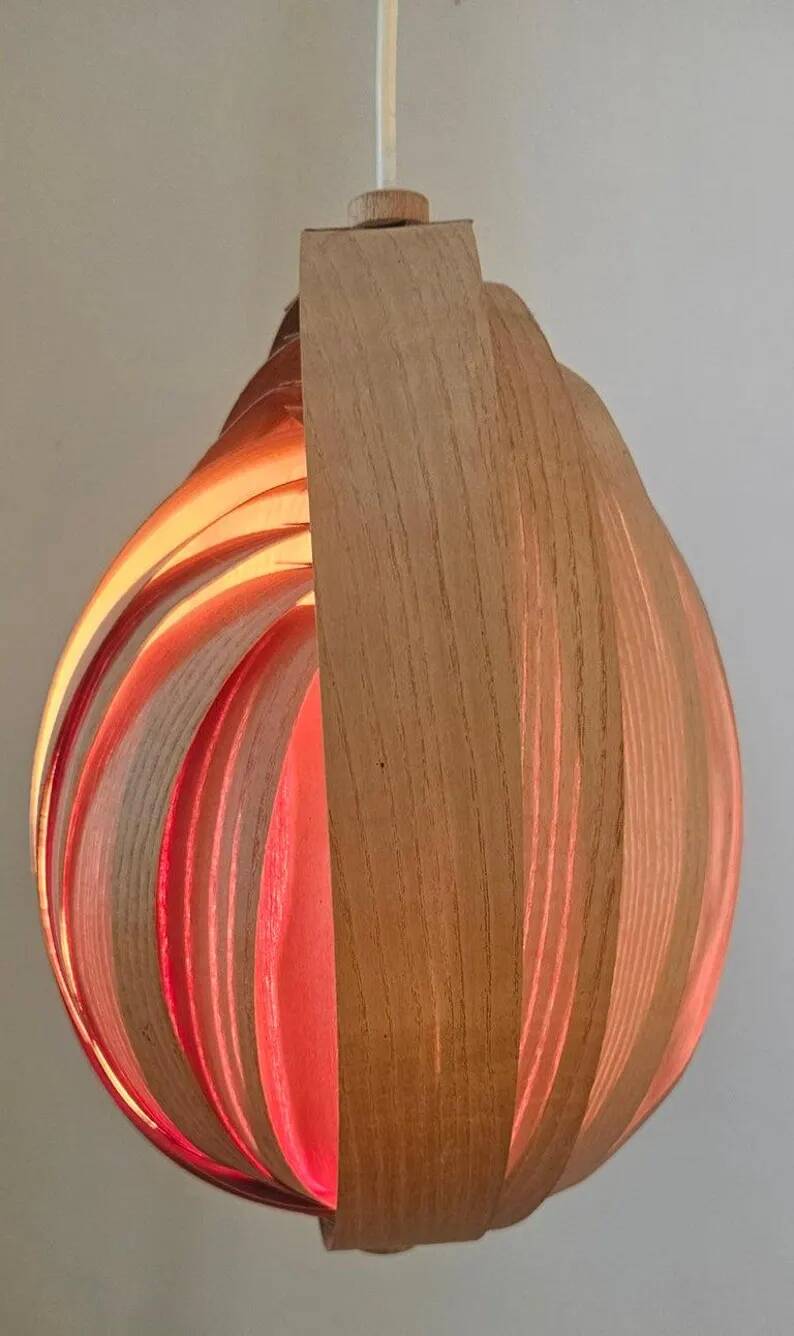 Rare Midcentury Wooden Pendant in style of Hans-Agne Jakobsson, Sweden, 1960s