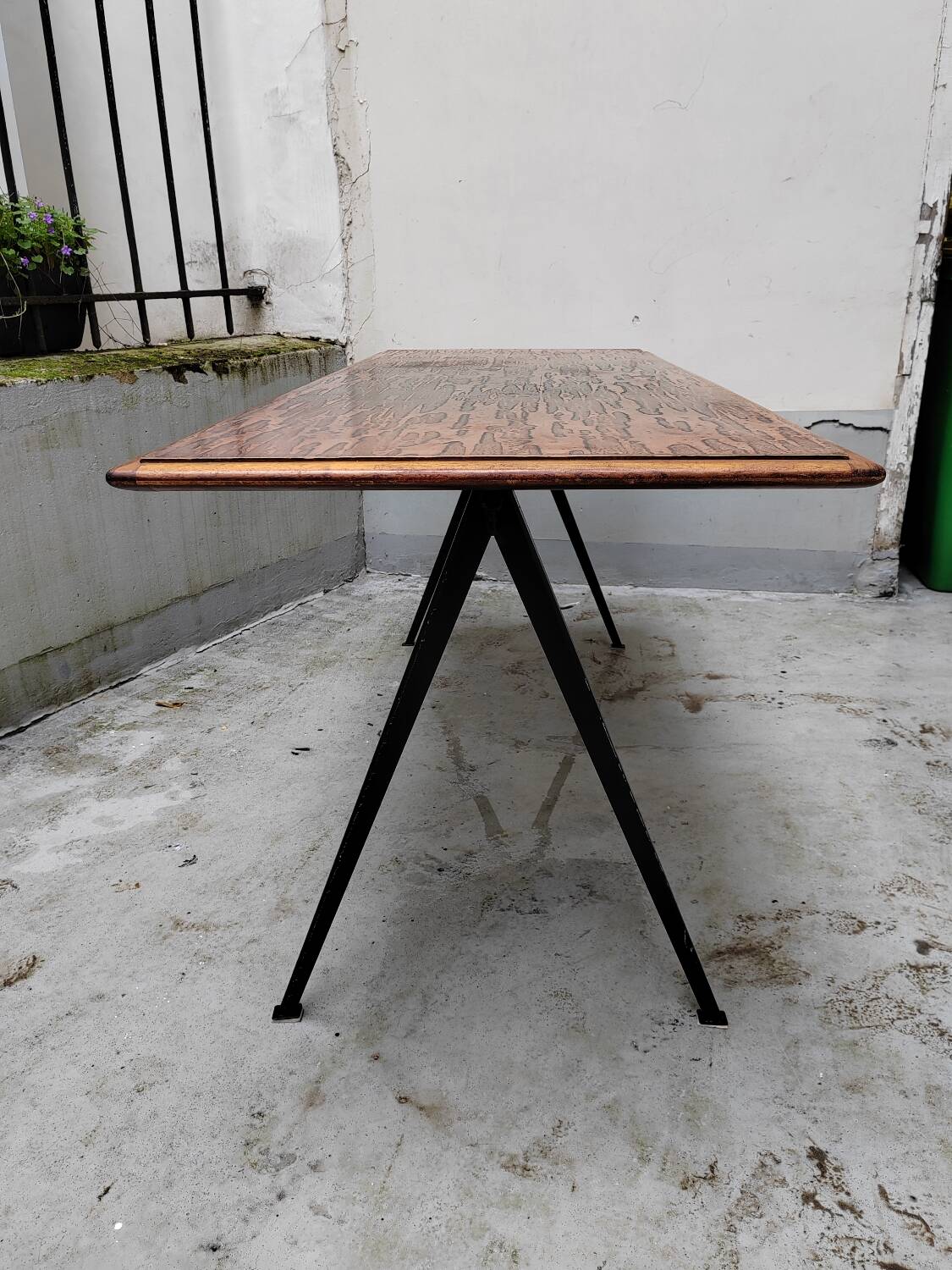 Metal and wood compass table