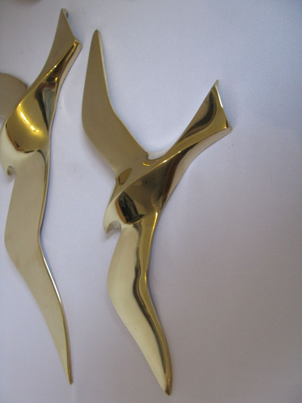 Wall Decoration Set 3 X Seagull / Swallow / Bird. Brass 70 / 80s