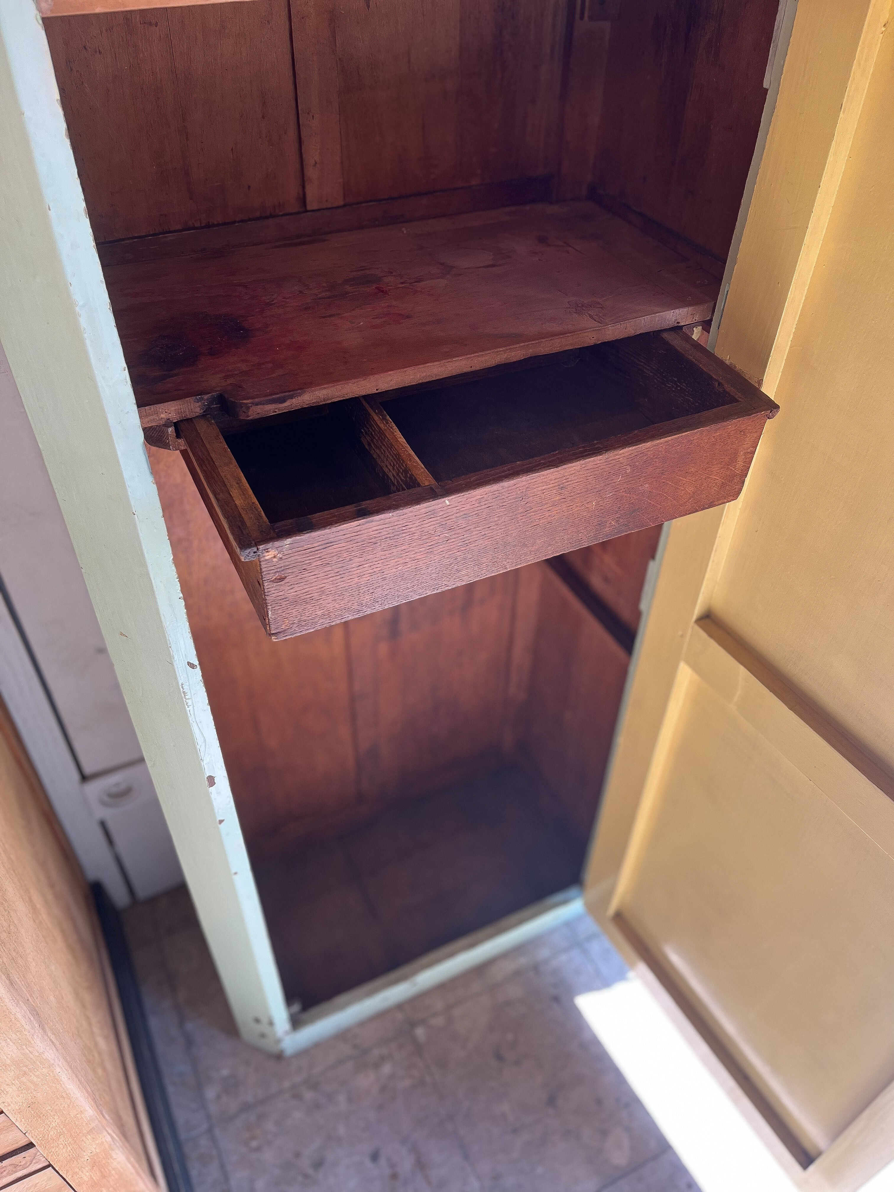 Old original green patina cabinet