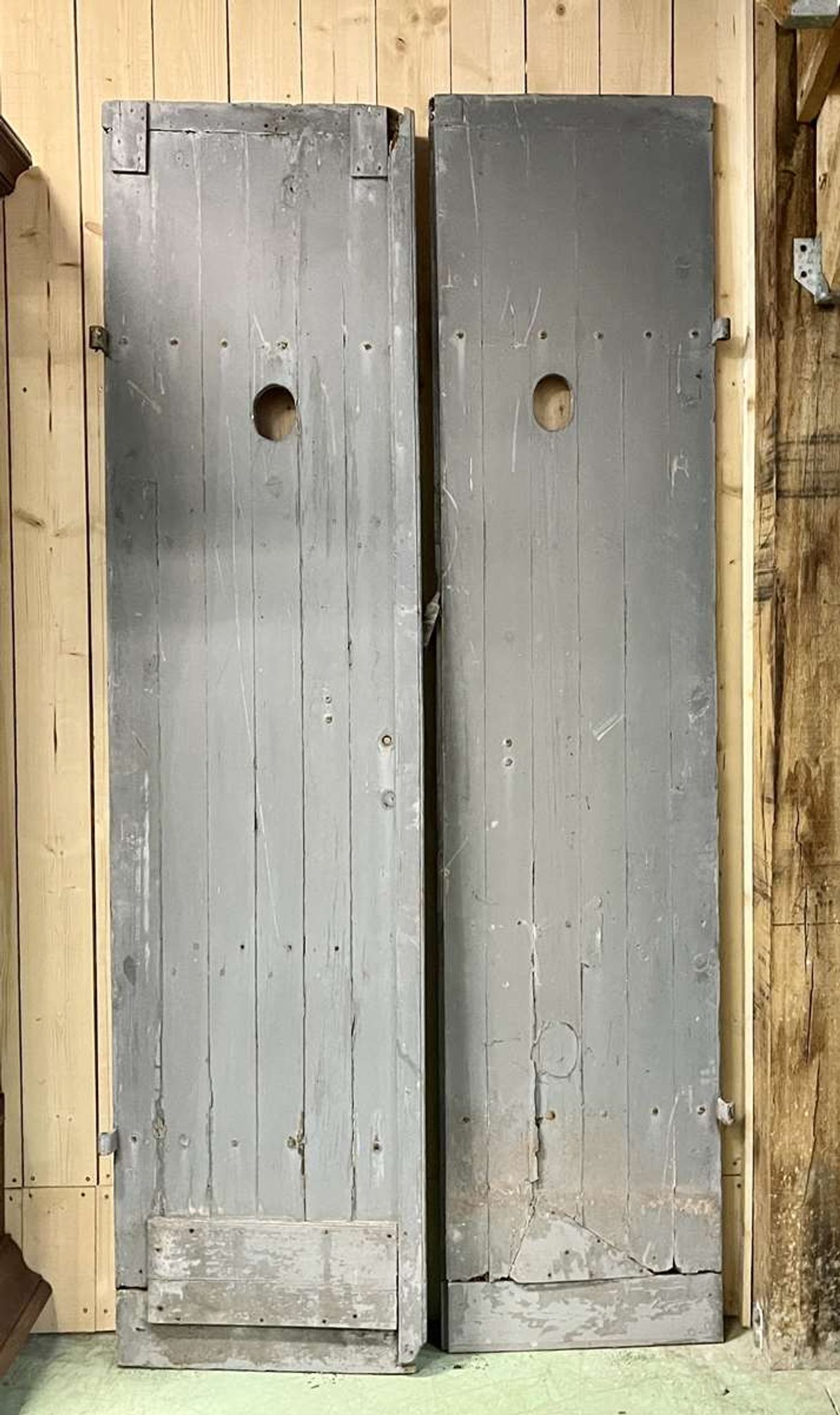 Pair of fir shutters from the early 20th century.
