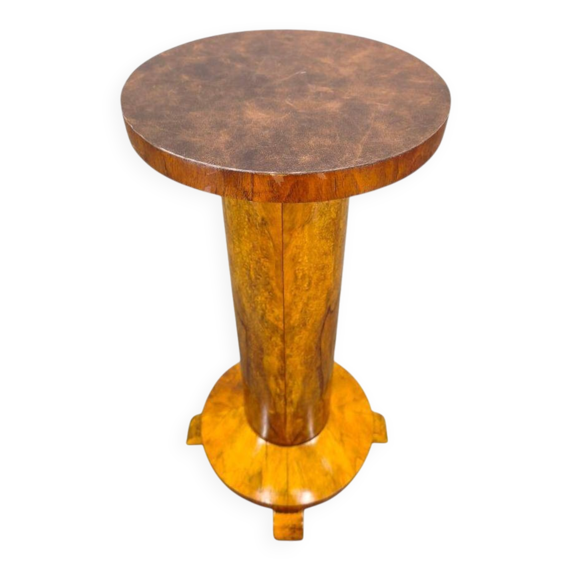 Art Deco Walnut Pedestal Table, Czechoslovakia, 1930s