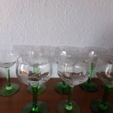 10 glasses of crystal wine engraved bunch of vintage grapes