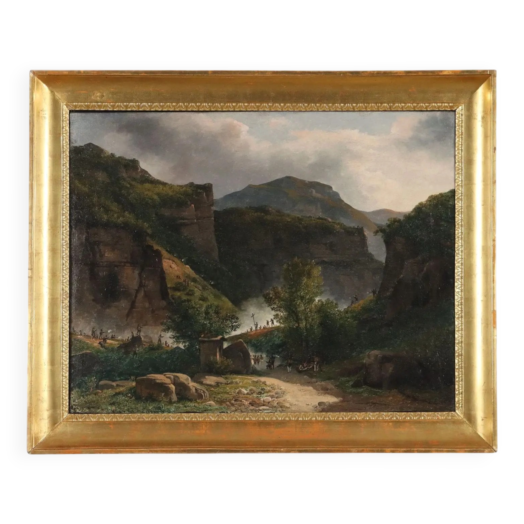 Ancient painting signed G. Canella, historical subject, around 1840.