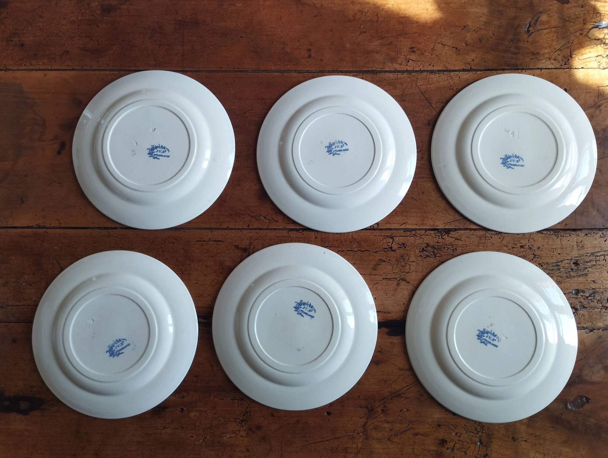 6 dessert plates ironstone J. Vieillard Bordeaux "Garland"