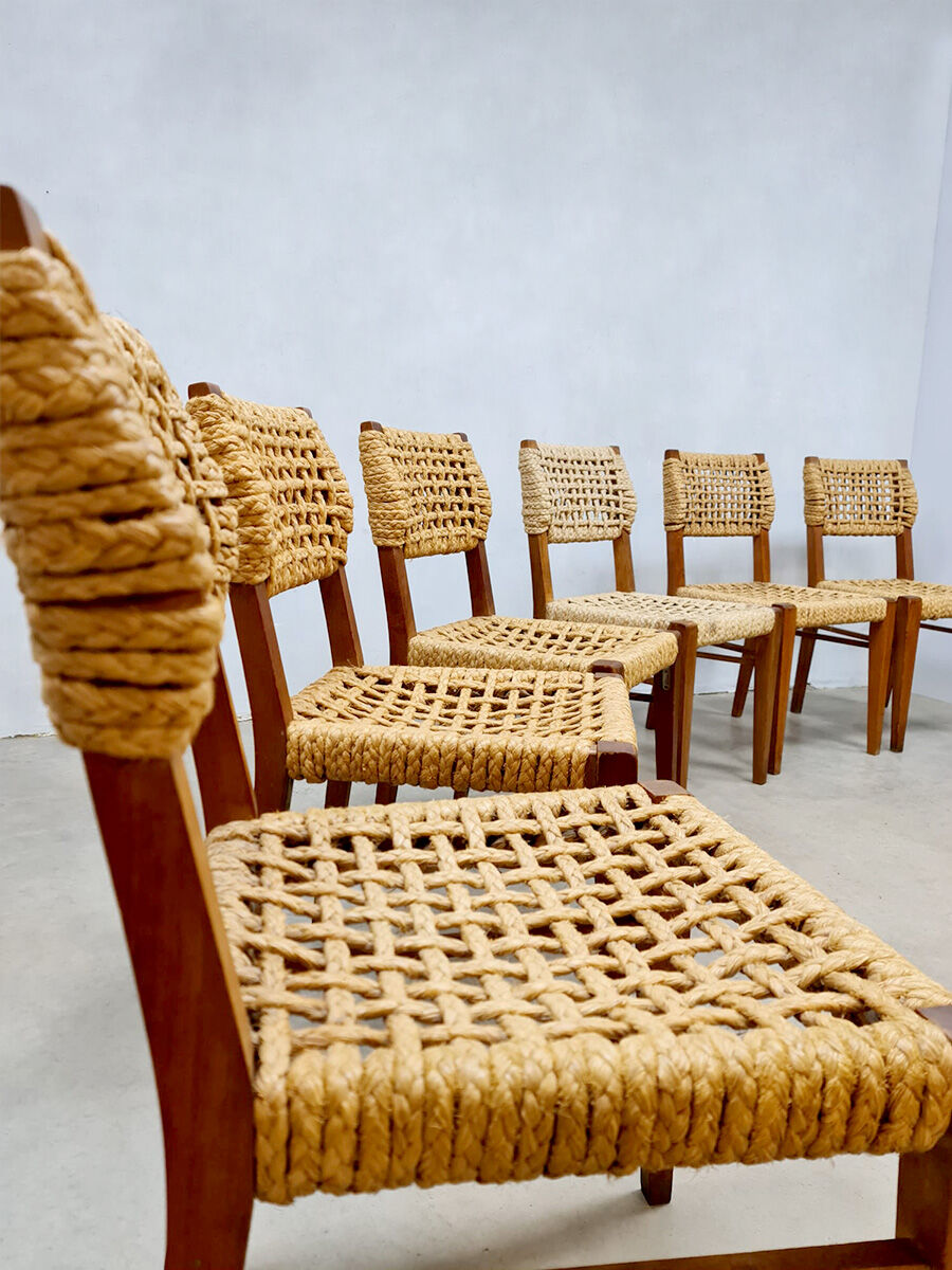 Vintage woven rope dining chairs design