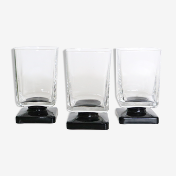 Set of 3 glasses on foot, vintage, 1960, mid century