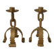 Candelabra candle holders brutalist design handcrafted wrought iron folk art candlesticks
