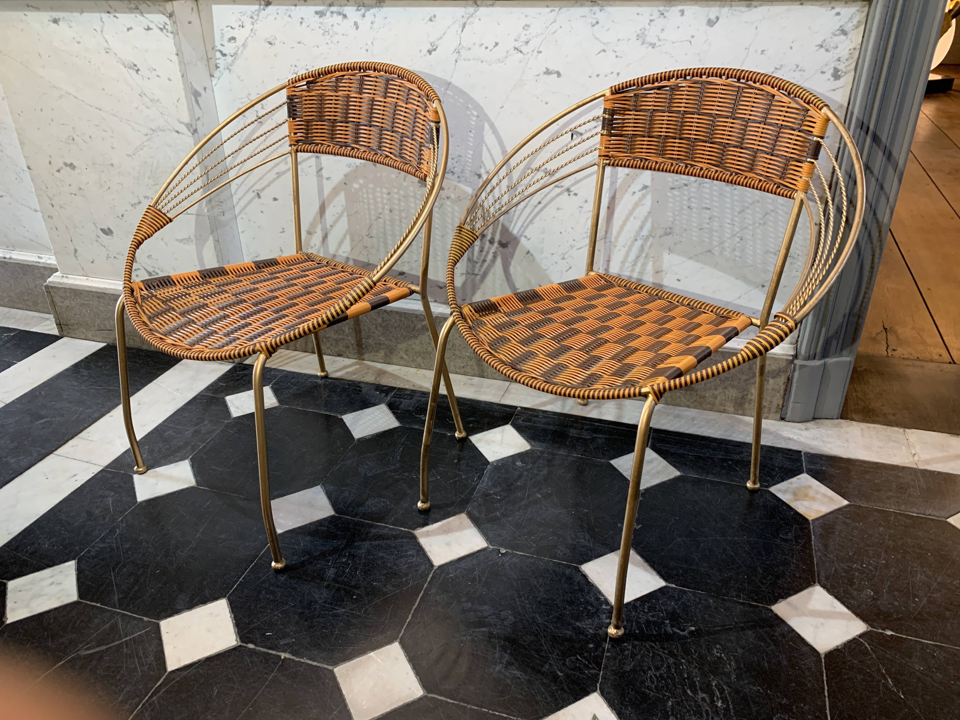 Series of 6 garden armchairs and patio Scoubidou', Italian Vintage Design 1950s