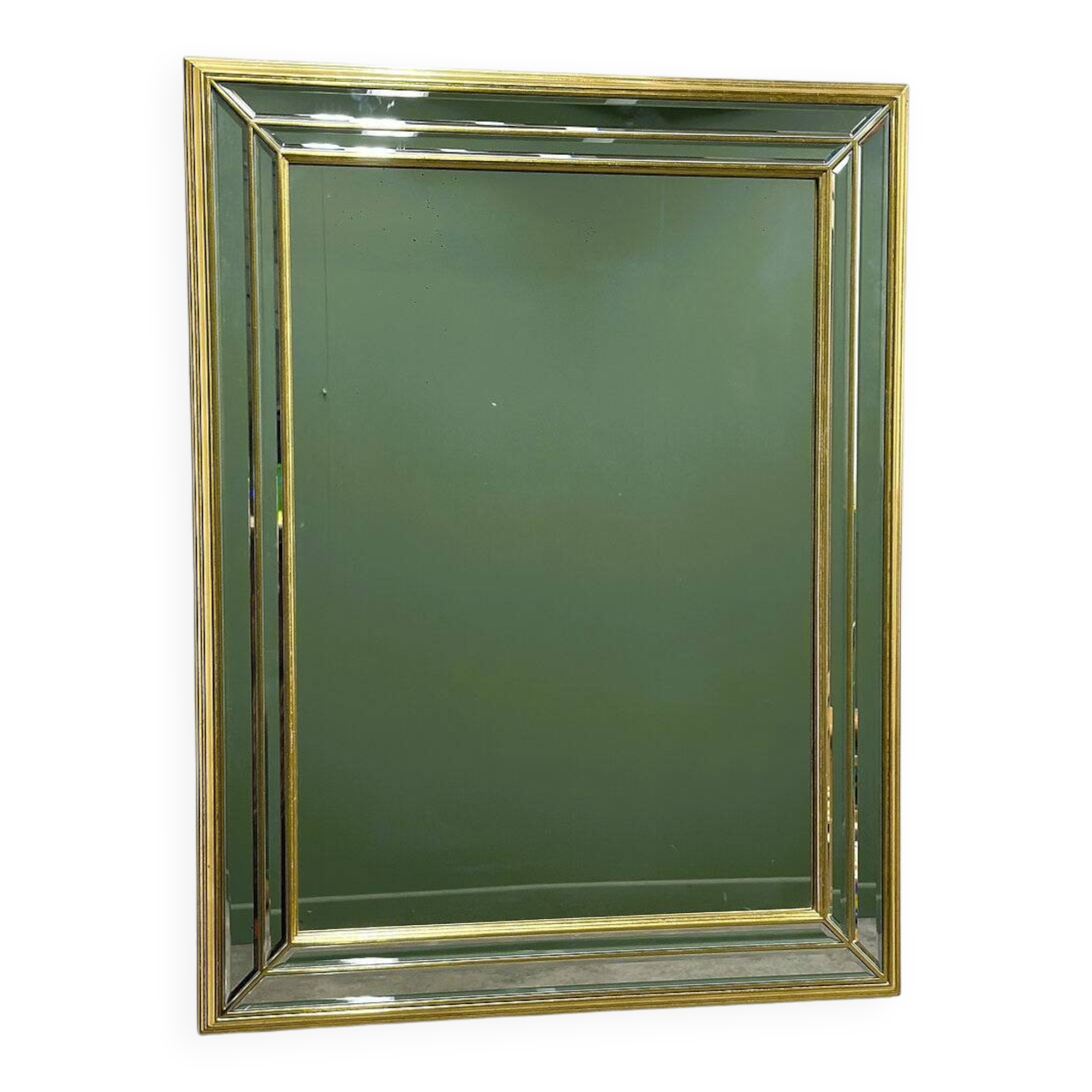 Large Deknudt gilt and bevelled mirror, Belgium, 1980s