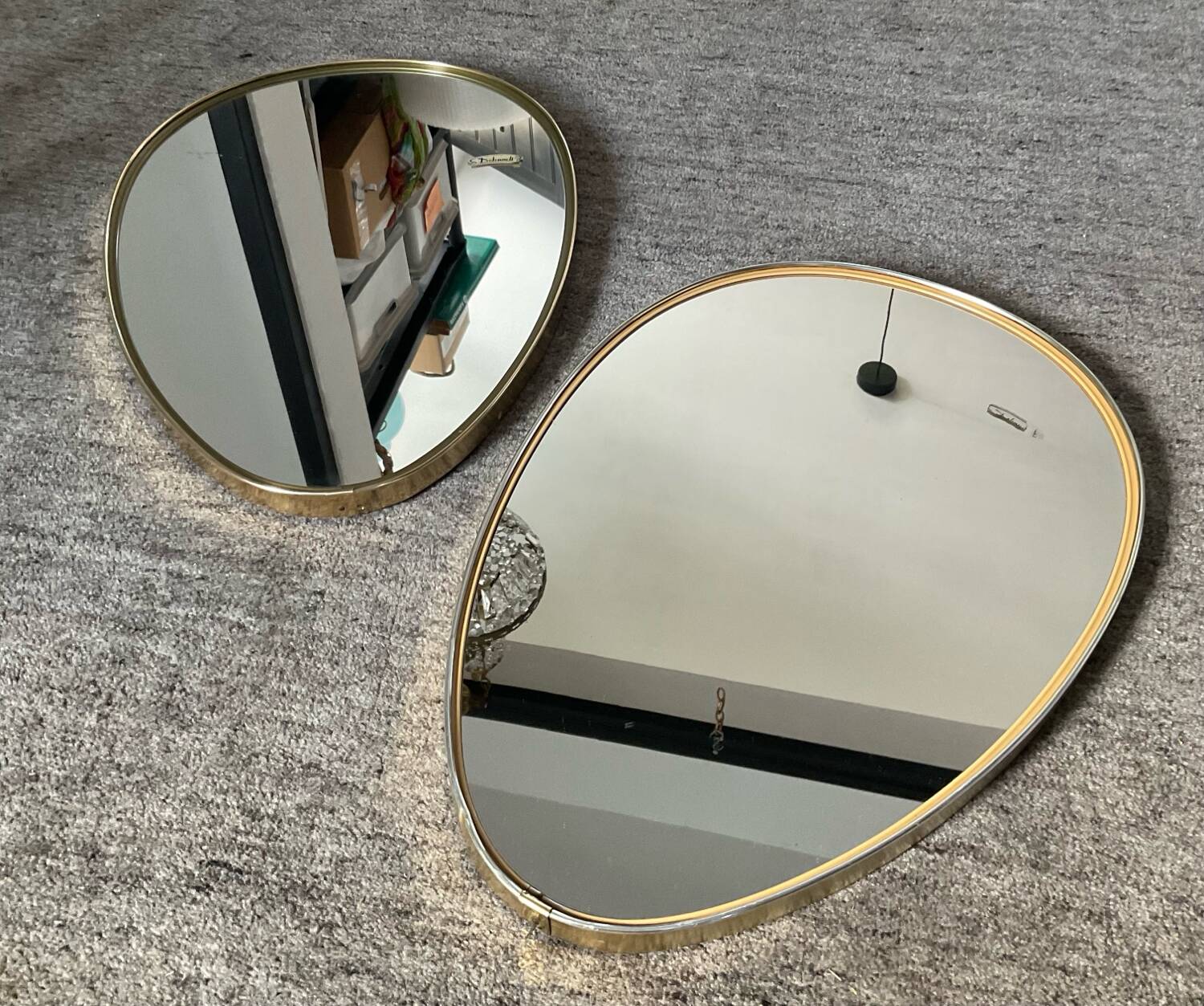 Pair of vintage free-form mirrors from the 60s and 70s