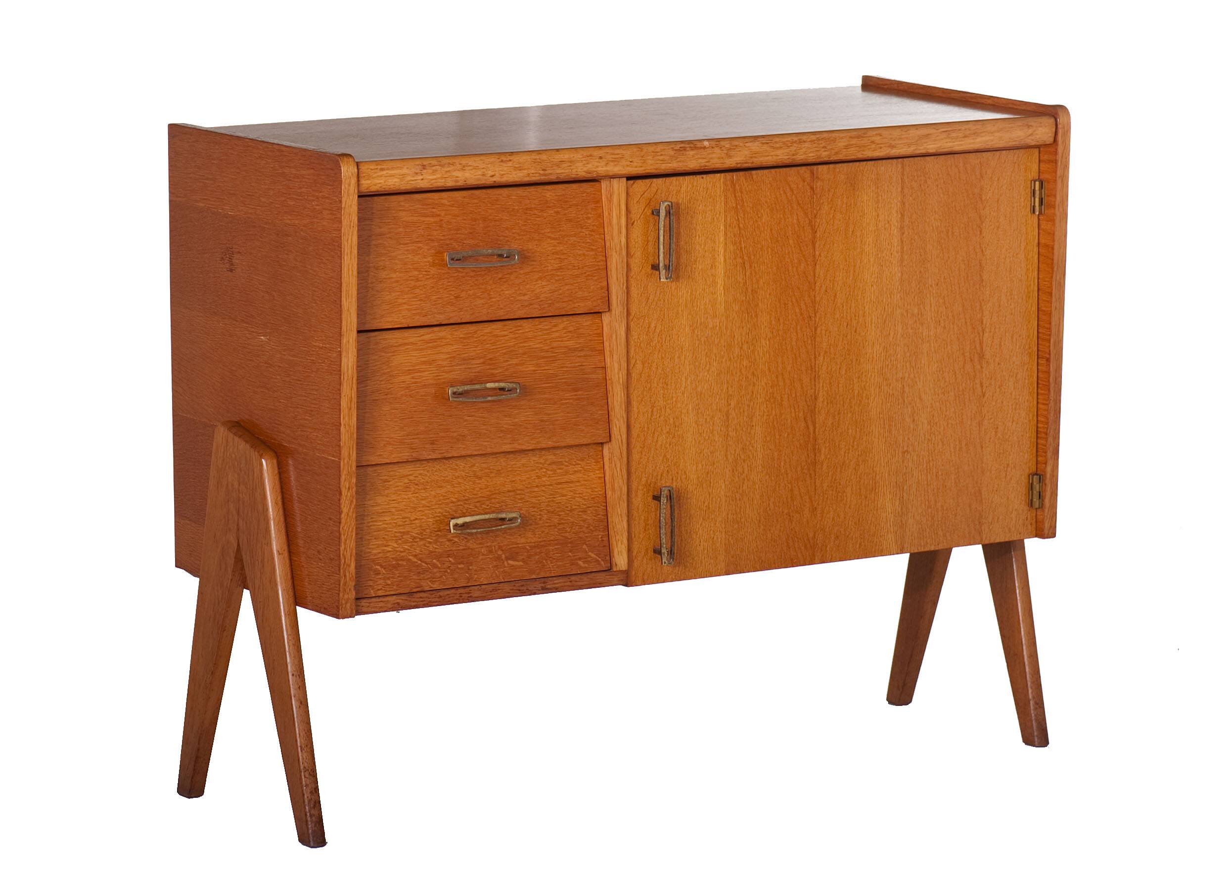 Sewing machine furniture with compass feet from the 50s/60s