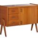 Sewing machine furniture with compass feet from the 50s/60s