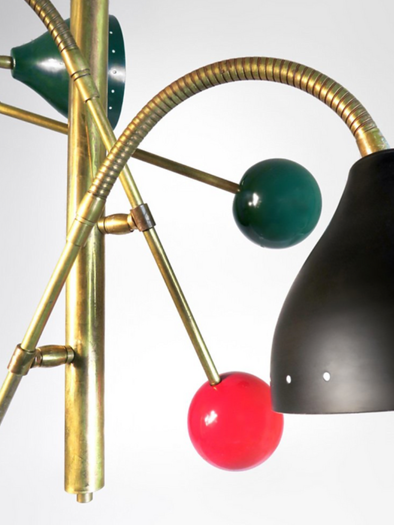 Italian Moon Chandelier with 3 Arms Articulable Multicolor