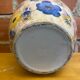 Vintage White Ceramic Round Vase with Polychrome Flower Decoration #D