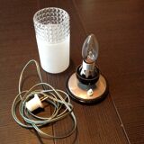Tube bedside lamp with bi-material/vintage glass lampshade, 60/70s