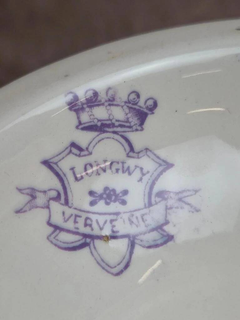 Large compotier Longwy Verveine in earthenware – antique