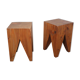 Pair of brutalist stools in solid fir