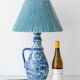 Fajalauza Ceramic Table Lamp with Hand-Woven Lampshade, Granada, Spain