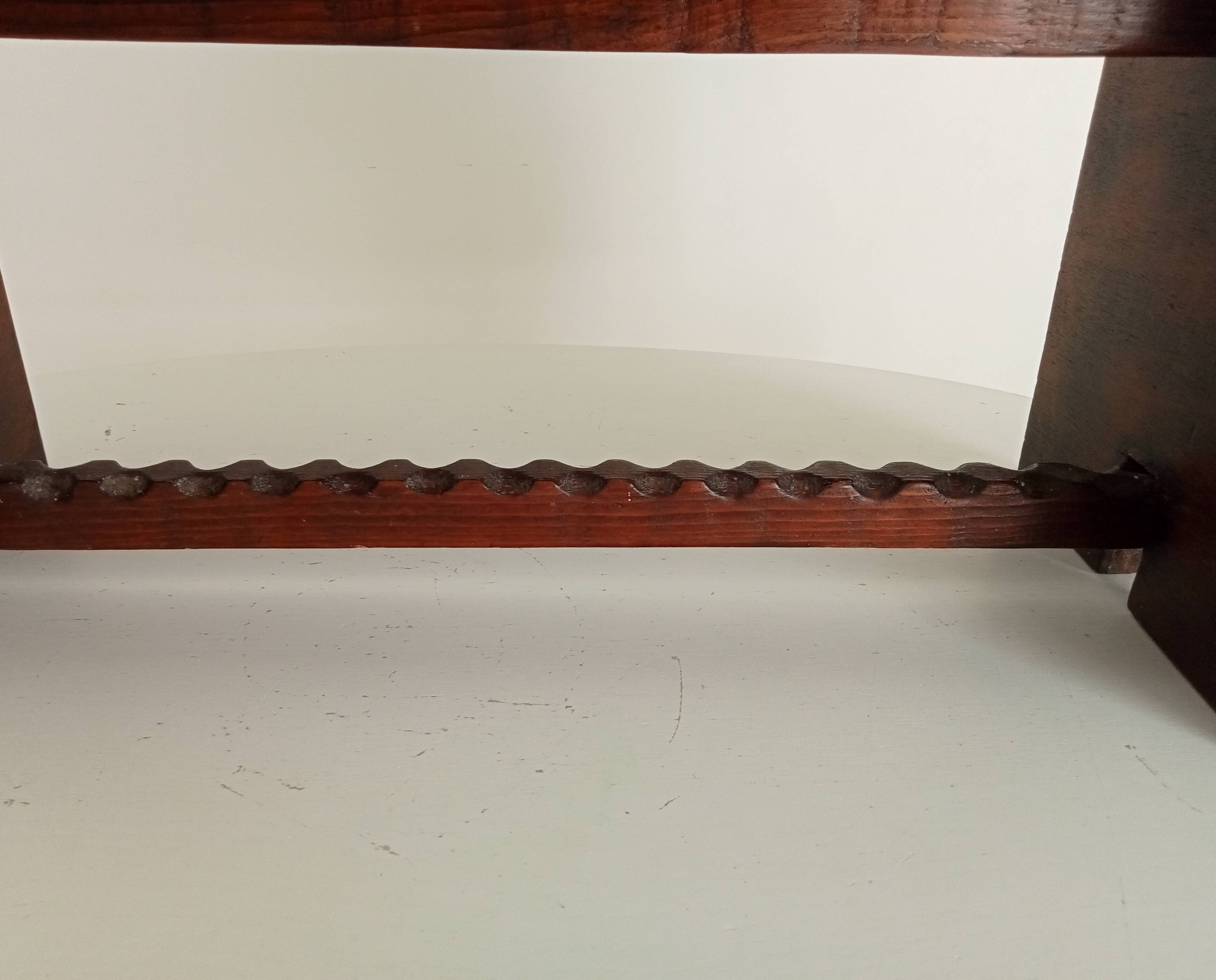 Low brutalist stool in the style of Charles Dudouyt.